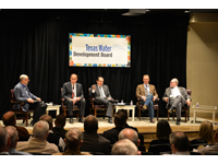Panelists Peter MacLaggan, P.E., Poseidon Water LLC; Jorge A. Arroyo, P.E., Freese & Nichols Inc.; Michael Irlbeck, EPCOR; and Craig Pedersen, Enviro Water Minerals Company, discussed brackish and seawater desalination in a session facilitated by Kevin Kluge of the TWDB