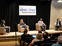 TWDB Board Member Kathleen Jackson led a discussion on the next generation of water industry leaders featuring Lonnie Howard, Ph.D., Lamar Institute of Technology; Julie Nahrgang, Water Environment Association of Texas; Lara Zent, Texas Rural Water Association