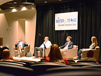 The TWDB's Sam Marie Hermitte led a discussion on flood data visualization and open water data with Robert Mace, Ph.D., P.G., Meadows Center for Water and the Environment; Will Mobley, Institute for a Disaster Resilient Texas; Michael Young, Ph.D., University of Texas, Bureau of Economic Geology