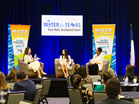 Sarah Rountree Schlessinger with Texas Water Foundation hosted a conversation with Joone Lopez, Moulton Niguel Water District, and Yvonne W. Forrest, City of Houston, about visionary water utility leadership 