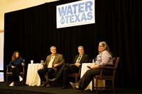 Sharlene Leurig, Texas Water Trade; Daniel Nix, City of Wichita Falls; and Damian Higham, Denver Water, shared their experiences working with a “one water” approach during a panel led by Jennifer Walker of the Texas Coast and Water Program at the National Wildlife Federation.18. Sharlene Leurig, Texas Water Trade; Daniel Nix, City of Wichita Falls; and Damian Higham, Denver Water, shared their experiences working with a “one water” approach during a panel led by Jennifer Walker of the Texas Coast and Water Program at the National Wildlife Federation.